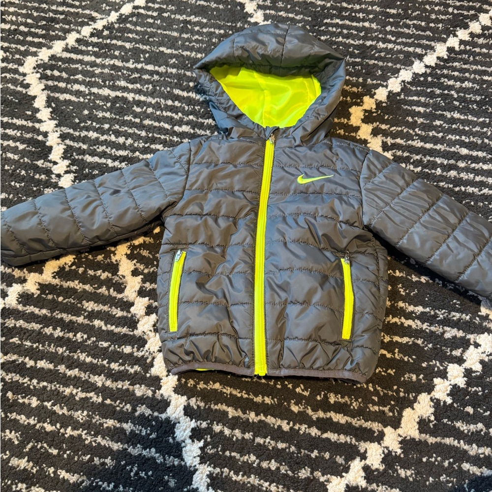 Nike Black and Neon Green Puffer Jacket